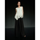 ELLE [Pure White Order] Ruffled Acetate Sleeveless Shirt for Women 2025 Summer New Tencel Chiffon White Shirt White M