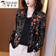 Woodpecker beautiful top mother suit spring and summer chiffon sunscreen clothes for women with fashionable polka dot printed zipper cardigan baseball uniform 8043 colors 2XL
