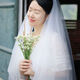 Veil light champagne color super fairy short main wedding dress simple versatile headdress marriage proposal registration small veil milky white 1 package