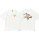 Lee Kids Japaner Retro Bambus Joint Cotton Round Hals Lose T-Shirt Cartoon Tierdruck Kurzarm 3886 Weiß S