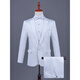 Kuosheng Men's Group Chorus Hot Loose Diamond Black and White Suit Stage Performance Singer Host Anchor Dress Performance Emcee Suit Black White Diamond-Coat + Bow Tie 3XL