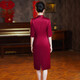 Chi Xuanxi's mother-in-law cheongsam cheongsam autumn and winter style mother wedding dress acetate noble dress burgundy 9712 centimeter sleeve M 85Jin[Jin equals 0.5 kg]-95Jin[Jin equals 0.5 kg]