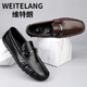 WEITELANG维特朗2025新款男士豆豆鞋软底耐磨透气驾车鞋休闲皮鞋男一脚蹬懒人 MT9921黑色 38