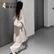 Woodpecker (TUCANO) 2025 early autumn new long over-knee sweater jacket knitted cardigan for women in autumn and winter Korean lazy style coat Apricot color S recommended 75-95Jin [Jin equals 0.5 kg]