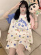 
Crayon Shin-shirt pure cotton pajamas for women in summer short-sleeved thin cartoon cute student plus size fat mm home clothing QYS9928 M (suitable for 80-100Jin [Jin equals 0.5 kg])