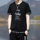 
Caiqiao Men's Set Summer 2025 New Men's Set T-Shirt Short Sleeve Summer Loose Casual Sports Breathable Set Black FSLING Fishing (Top + Pants) 6630 M Proposal 100-120Jin [Jin equals 0.5 kg]