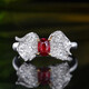 HEEKAIYI Pigeon Blood Ruby Ring Women's 18K Diamond Ring Luxury Chinese Valentine's Day Birthday Gift for Wife and Girlfriend <Supports Customization> 0.73ct The ring can be changed, contact customer service
