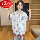 浪莎儿童冰丝睡衣夏季短袖薄款卡通哪吒中大童男孩夏天家居服套装 冰丝短套:Q6636巴拉 8码[身高95-110cm] 均码