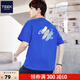 
TEEK Loose Round Neck Short Sleeve T-shirt Men's Pure Cotton Top 2025 Summer Fashion Men's Student Fashion Printed Clothes KS1699 Klein Blue L (Loose Style)