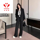 FANAOGE black suit suit for women spring and autumn new style college student defense interview professional suit student union formal workwear tie + suit + white shirt + pants four-piece set M recommended 95-110 Jin Jin equals 0.5 kg Urgent items will be sent on the same day - contact customer service for SF Express