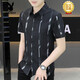 Playboy (PLAYBOY) high-end new 2025 summer men's short-sleeved shirt trendy handsome ice silk inch clothes thin cool shirt 7027 black M 90-110Jin [Jin equals 0.5 kg]