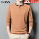 BOSS Men's 24 new autumn embroidered logo decorative cotton bottoming long-sleeved T-shirt polo shirt men's large size red L 170 120-140Jin Jin equals 0.5 kg