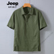 Jeep Spirit Importado de Europa Lino puro Camiseta de manga corta Lino de lino para hombres Camisa informal de negocios Full Hemp t Smoke Gray M [100-120Jin [Jin equivale a 0.5 kg]]