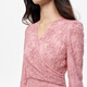 Kelaitier [multi-color style] [same style as Qiao Xin] 25-year-old French rose lace dress with temperament embroidered slim style light red XL