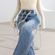 Shengmeixue tablero estrecho cintura elástica jeans rectas jeans Femenina de primavera en forma de pera 2025 pantalones delgados de cubierta de cadera 6626 azul retro nueve puntos 26 sugirió 80-90 Jin [Jin equivale a 0.5 kg]