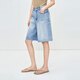 Moins [même style dans le centre commercial] 2025 Été Nouveau coton Straight Retro Washing Denim Mid-Pants 2P6E12110 995 Denim Lavage Lamb