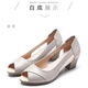 Hot-Air Dick-Heeled-Schuhe weiche Ledersandalen für Frauen im Jahr 2025 Sommer tragen neue Mutterschuhe mittleren Alters Schuhe Non-Slip Damen Fisch Mundschuhe Wenzhou Sandalen für Frauen ohne müde Füße Beige 40 40