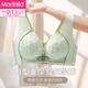 Modal ropa interior de ropa interior de la mujer, hebilla delantera de estilo para mujeres, senos pequeños recolectados sin anillos de acero y grosor anti-sagging y sujetador de ajuste delgado azul 80b 36 (modelo medio de espesor)