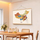 
New China map decoration paintings, living room, rental house scroll paintings, student dormitory bedside mural stickers 16851 80*60+ solid wood scrolls + oil canvas picture lanyard craftsmanship