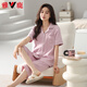 
Yalu high-end new pajamas for women in summer thin pure cotton short-sleeved cropped pants home clothes for women in summer can wear out suit 9896 XL [120-140Jin [Jin equals 0.5 kg]]