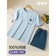 
Hengyuanxiang pure cotton pajamas men's summer short-sleeved shorts for boys' home clothes cotton set breathable thin style 16759 L (suggested 110-115Jin [Jin equals 0.5 kg])