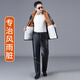 Liyang Men's Leather Clothes and Leather Pants Suit Plus Velvet Thickened Windproof Warmth Waterproof Motorcycle and Motorcycle Driving Takeaway Work Clothes Shoulder Pads Belly Protection Leather Clothes Leather Pants Set Plus Velvet XL 90-110Jin Jin is equal to 0.5 kg