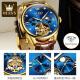 OLEVS Swiss certified couple watches A pair of fully automatic mechanical watch hollow flywheel luminous waterproof men and women watches 3601 room blue 6636 rose blue couple free engraving