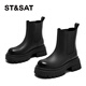 Saturday;ST/SAT women's boots Chelsea boots 2025 autumn and winter new thick-soled women's short boots chimney boots SSD4116CAV black 37