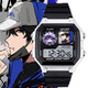 Myopole Identity Fifth Mercenary Naibu Cute Watch Student Waterproof Electronic Watch Small Square with Alarm Clock [Stylish Silver Black] D9274 Electronic Watch [Imported Movement + Extra Long Standby] Gift Box