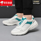 Biyinlefen echte Leder-Freizeit-Herrenschuhe im Sommer neu atmungsaktive Nicht-Schlupf-Anti-Odor-Mesh-Schuhe S838 White Grey 38