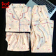 Catman (MiiOW) summer fresh cloud pure cotton yarn pajamas for women in summer short-sleeved student cute cardigan three-piece set home clothes Yunduo Cotton-9905# black love three-piece set M [Suggestion 75-100Jin [Jin equals 0.5 kg]]