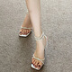 Jin[Jin equals 0.5 kg] Mu Silver Rhinestone High-Stere Heel Sandals Women's Summer Temperament Fairy Pure and Sexy Style Ever-Matching Skirts Adult Gift Open-toe One-Strip High Heels [Silver 8cm] 36 Normal size High feet wide shot one size