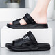 
Men's Sandals 2025 Summer New Style Outdoor Open-toe Round Slipper Outdoor Dual-purpose Lightweight Anti-Slip Beach Shoes Men K29 Black 40