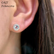 CAJJ Francois 0.45 carat aquamarine stud earrings 925 silver classic surround daily wear natural colored gem aquamarine stud earrings