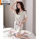 Modal Nachthemd Frauen Sommereiseis Seiden kurzärmeligte Pyjamas Kleid Dünne Mutter mit mittleren Alterszeiten High-End-Imitation Seidenkleid 9921 Milch Aprikose grau l