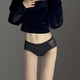 Victoria's sexy underwear for women's pure cotton full cotton crotch 2025 new lace mid-waist sports girl briefs 6628 black + 046 black 2 pieces, one size [suggested 80-130Jin [Jin equals 0.5 kg]]