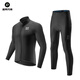 Rock Brothers Windproof Cycling Suit Long Sleeve Top Men's and Women's Warm Fleece Road Mountain Bike Sportswear Winter Black Warm Suit (with Pant Pads) Fast Shipping S