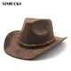 XINBUCKS Western Cowboy Hat Ethnic Style Top Hat Casual Jazz Hat Outdoor Travel Stage Props Felt Hat Brown Suitable for 55-58cm