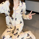Pajamas for women's cartoon thin long sleeve spring and autumn wrinkled cloth new style for outdoor wear and clothing set wholesale set KK3523 M [recommended 80-100Jin [Jin equals 0.5 kg]]