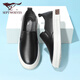 Sept chaussures en cuir Wolf pour hommes en été, haricots en cuir authentiques légers et respirant des chaussures de planche décontractées d'un pied couches à orteil semelles épaisses