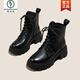 Bottes en cuir de pic pour femmes 2025 Automne et printemps Nouveaux bottes Martin à la mode rétro de vache et à la mode britannique