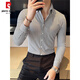 Pier Cardan-Sexy Striped Shirt's Men's Trendy Brand Handsome Design Niche Big-Neck Leck Long à manches de chemise sans fer bleu A213-C6627 M RECOMMANDÉ 100-115JIN [Jin est égal à 0,5 kg]