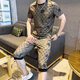 花花公子（PLAYBOY）轻奢潮牌男装夏装2025新款衣服男士冰丝t恤短袖短裤搭配一整套装 829白色套装 L 适合105-120斤