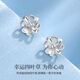 Lao Fengxiang platinum four-petal flower earrings for women platinum light luxury earrings priced wedding anniversary gift for girlfriend and wife platinum four-petal flower hollow ear hook