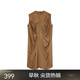 Jnby/Jiangnan Stoff Frühlings- und Sommerkleid für Frauen mit lockerem ärmellosen Spleißen lässiger eleganter Rock 5N6G13590 263/British Khaki L.