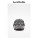 Acne Studios Gift Vintage Distressed Print Logo Baseball Cap Black