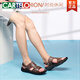 Sandales Cartelo Sandales pour le cuir masculin en cuir moyen de l'âge moyen de l'âge moyen Sole épaisse 2025 Chaussures de plage décontractées d'été Sandales à chute de vache à l'extérieur 12129 Brown mince semelle 37