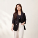 Fiber Show [Intellect and capable temperament Lacele Suit Jacket] Large size women's fat mm2025 summer new style 2694 black 2XL