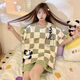 Mu fengqing sommer pyjamas Frauen kurzärmelige Shorts Anzug Cartoon Dünne Fett MM Plus Size Lose Can Pyjamas außerhalb 694 Kapibala + 680 Pacha Dog M [Vorgeschlagen 80-98 Jin [Jin gleich 0,5 kg]]]