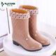 Zapatillas de lluvia de la moda de la moda de carpintero Botas de lluvia cálidas para mujeres Los zapatos de agua anti-Slip Sobre los cómodos zapatos de goma resistentes al desgaste de las botas de agua de algodón de aspecto 2235 VERDEO DARO-Zapatos individuales 37